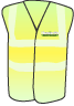 illustration close up of a hand drawn bright green and yellow howarth recycling high visability uniform vest top